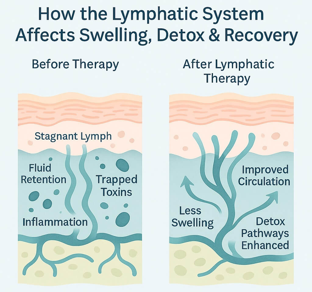 infograph showing Lymphatic Drainage beneath the skin