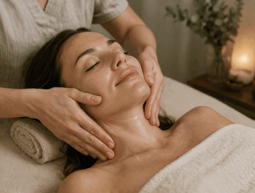 Woman-face-neck-Lymphatic-Drainage-Massage