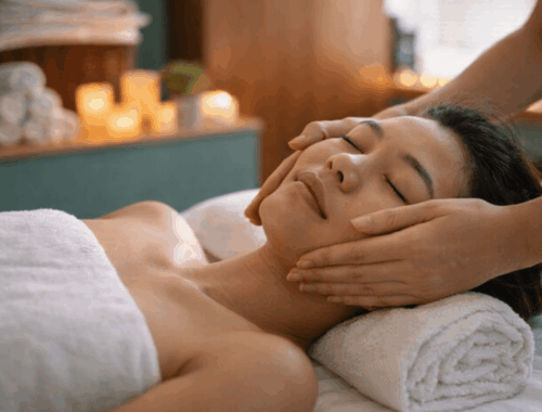 Woman-gentle-face-Lymphatic-Drainage-Massage